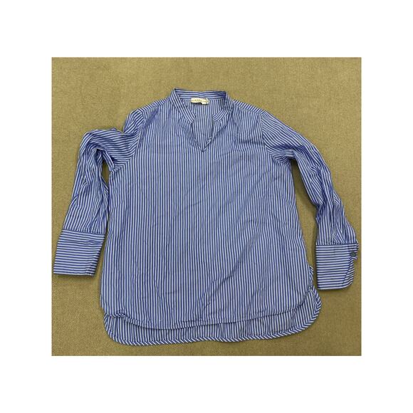 Harshman Ellis Long-Sleeve Cotton Blouse, Blue White Stripe, Large - Picture 2 of 8